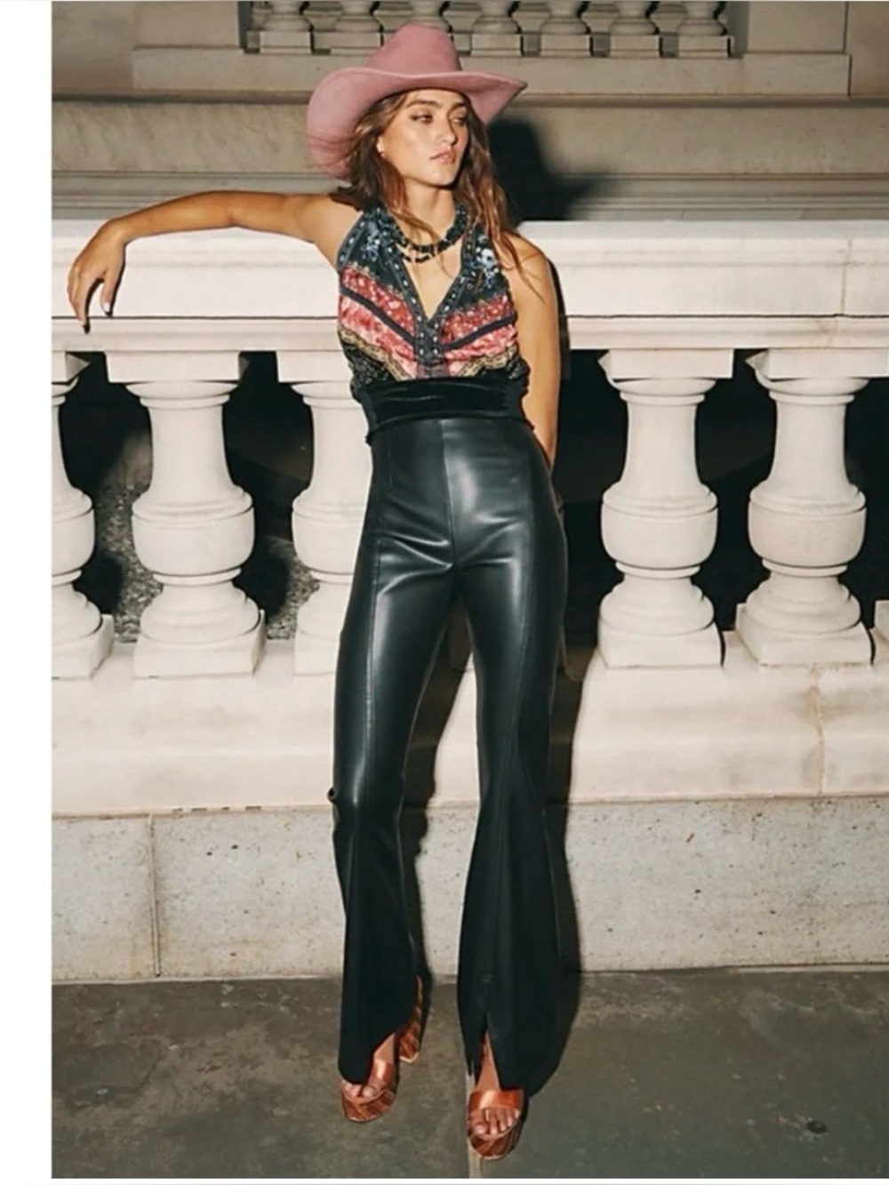 Free People Real Deal Slit Vegan Pants Black Size 28